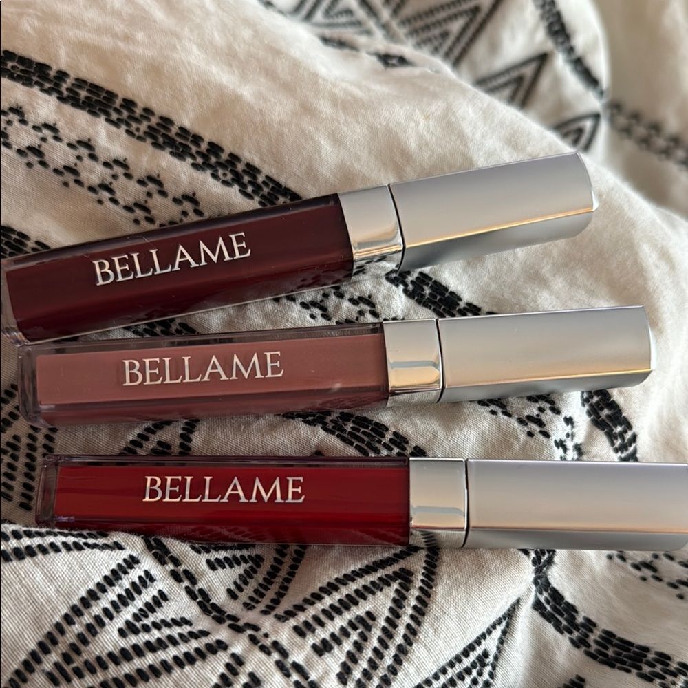Bellame matte Lip Gloss Set - Red, Brown, and Pink Shades set of 3 - Picture 3 of 3